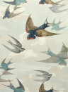 John Derian Wallpaper Chimney Swallows Sky Blue