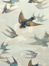 Schwalben Tapete Chimney Swallows von John Derian - Sky Blue