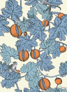 Cole & Son Carta da parati Frutto Proibito - Cerulean/ Orange