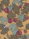 Cole & Son Carta da parati Frutto Proibito - Sky Blue and Plum on Gold