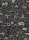 Cole & Son Papier peint Mediterranea - Charcoal/ Metallic
