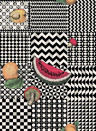 Cole & Son Papier peint Frutta e Geometrico - Black/ White/ Multi