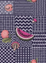 Cole & Son Papier peint Frutta e Geometrico - Magenta/ Ink
