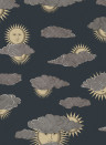 Cole & Son Papier peint Soli e Nuvole - Gold/ Silver on Charcoal