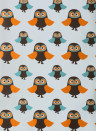 Ferm Living Wallpaper owls light blue/ brown/ orange/ dusty blue