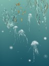 Edmond Petit Wallpaper Nautilus/ Méduses/ Nénuphars - Turquoise Méduses droit - Turquoise