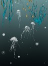 Edmond Petit Wallpaper Nautilus/ Méduses/ Nénuphars - Noir Méduses gauche - Noir