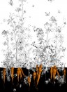 Edmond Petit Wallpaper Licvres/Fenouil/Tournesol - Noir Orange Fenouil Sauvage Gauche - Noir Orange Doré