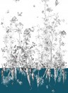 Edmond Petit Wallpaper Licvres/Fenouil/Tournesol - Bleu Fenouil Sauvage Droit - Bleu