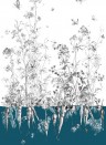 Edmond Petit Wallpaper Licvres/Fenouil/Tournesol - Bleu Fenouil Sauvage Gauche - Bleu