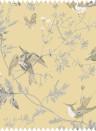 Cole & Son Tessuto Hummingbirds Silk - Gold & Soft Grey