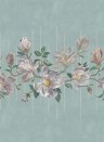 Osborne & Little Papier peint panoramique Magnolia Frieze - Aqua/ Ochre
