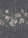 Osborne & Little Mural Magnolia Frieze Charcoal/ Pink