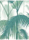 Cole & Son Tessuto Palm Jungle Linen Union - Teal & Viridian on Chalk