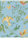 Cole & Son Tissu Hummingbirds Cotton - Buttercup Yellow on Cornflower Blue