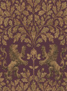 Tapete Boscobel Oak von Cole & Son - Autumnal Gold on Claret