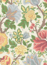Cole & Son Wallpaper  Midsommer Bloom - Chartreuse, Rouge & Leaf Green on Parchment