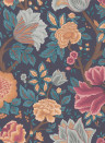 Cole & Son Wallpaper Midsommer Bloom - Orange, Rose & Petrol on Ink