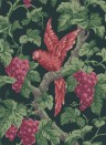 Cole & Son Papier peint Woodvale Orchard - Ruby, Rose & Olive Green on Charcoal