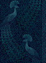 Cole & Son Wallpaper Pavo Parade - Metallic Petrol on Ink