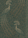Cole & Son Wallpaper Pavo Parade - Metallic Gilver on Racing Car Green