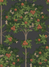Cole & Son Wallpaper Orange Blossom Orange/ Spring Green on Black