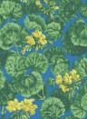 Cole & Son Papier peint Geranium - Lemon/ Green on Blue