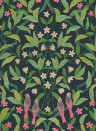 Cole & Son Wallpaper Jasmine & Serin Simphony Rose on Dark Viridian