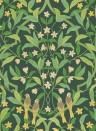 Arte International Wallpaper Jasmine & Serin Simphony Yellow on Dark Forest Green