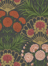 Cole & Son Wallpaper Flamenco Fan Cerise/ Tangerine on Black