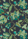 Sanderson Wallpaper Amanpuri Midnight/ Eucalyptus