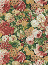Sanderson Wallpaper Rose and Peony - Amanpuri Red/ Devon Green
