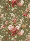 Sanderson Wallpaper Stapleton Park - Olive/ Bengal Red