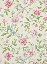 Sanderson Wallpaper Porcelain Garden - Magenta/ Leaf Green