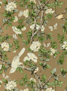 Sanderson Wallpaper Caverley - Gold Metallic/ Gardenia Green