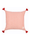 Mindthegap Rhubarb Stripe Cushion - Red/ White/ Tassel - 50x50cm
