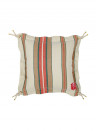 Mindthegap Herina Stripe Cushion - Brown/ Green/ White/ Tassel - 50x50cm