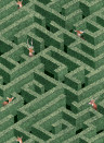 Josephine Munsey Wallpaper Labyrinth with Deer - Green