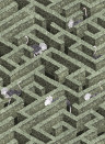 Josephine Munsey Wallpaper Labyrinth with Ostrich - Eucalyptus