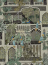 Josephine Munsey Wallpaper Peacock Arches - Mushroom Grey