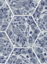 Rebel Walls Papier peint Marbled Hexagon Tiles - Dark Blue