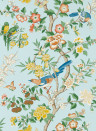 Sanderson Wallpaper Chinoiserie Hall - Dawn Blue/ Persimmon