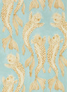 Sanderson Wallpaper Voyaging Koi - Clear Sky/ Persimmon