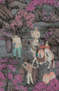 Arte International Wallpaper Toile de Tibet - Pink Blossom