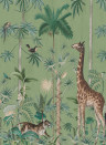 Rebel Walls Mural Giraffes Stroll - Emerald