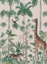 Rebel Walls Mural Giraffes Stroll - Pastel Pink