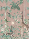 Rebel Walls Wandbild Giraffes Stroll - Pink