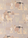Majvillan Papier peint Lama Village - Soft Grey