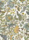 Josephine Munsey Wallpaper Chameleon Trail - Lemon and Light Blue