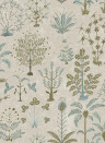 Josephine Munsey Wallpaper Cynthia - Stone, Light Blue and Olive